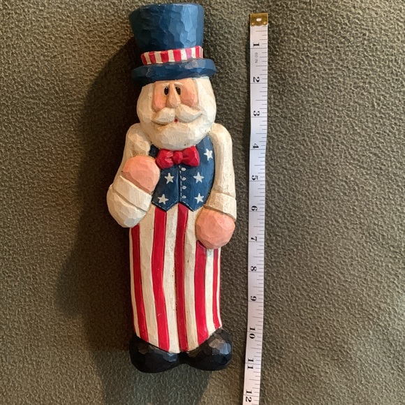 Midwest of Cannon Falls wooden Uncle Sam. Approx 4” x 11”.  Comes w/ flags - Picture 2 of 9